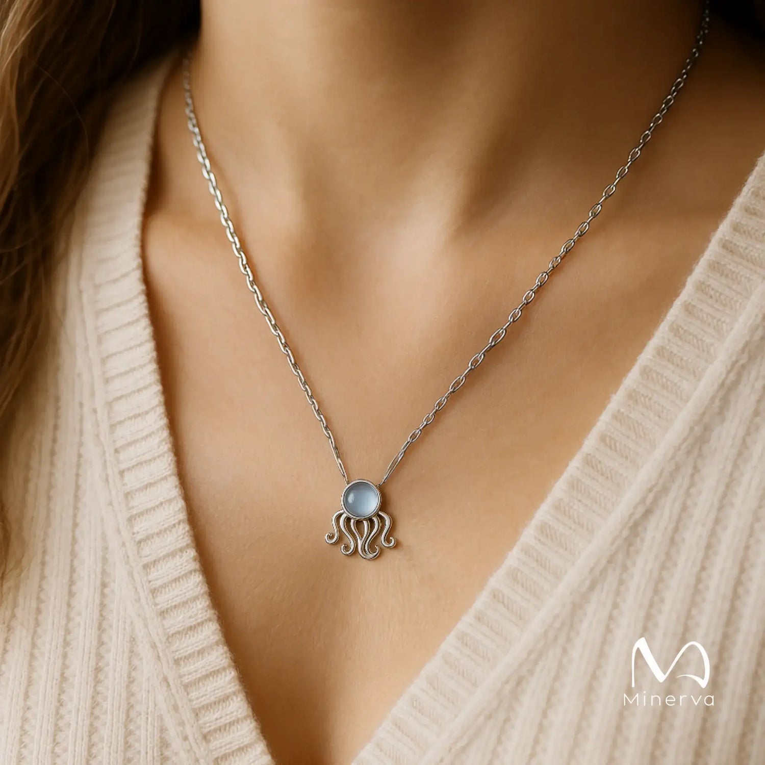 Ocean Wave Sky Blue Topaz Pendant