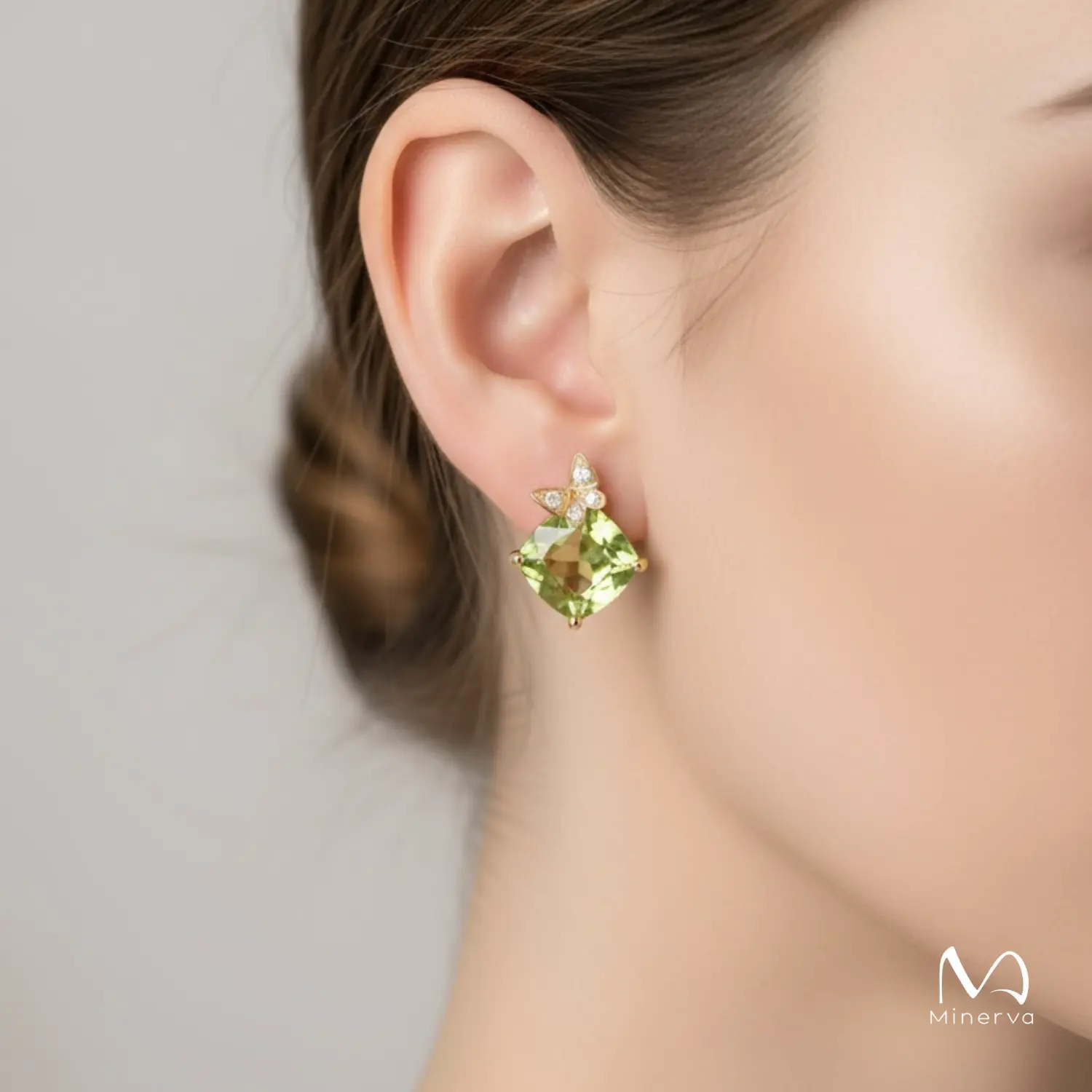 Peridot Earrings in 14k Solid Gold – Wish-Knot Studs