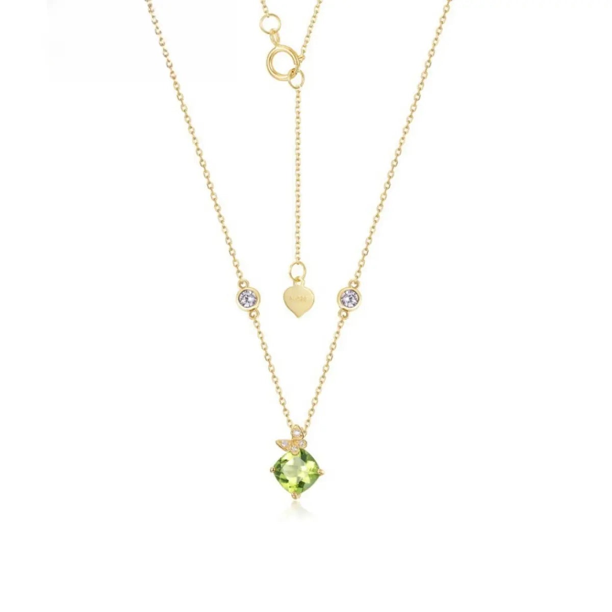 Peridot Necklace in 14k Solid Gold – Wish-Knot Bow