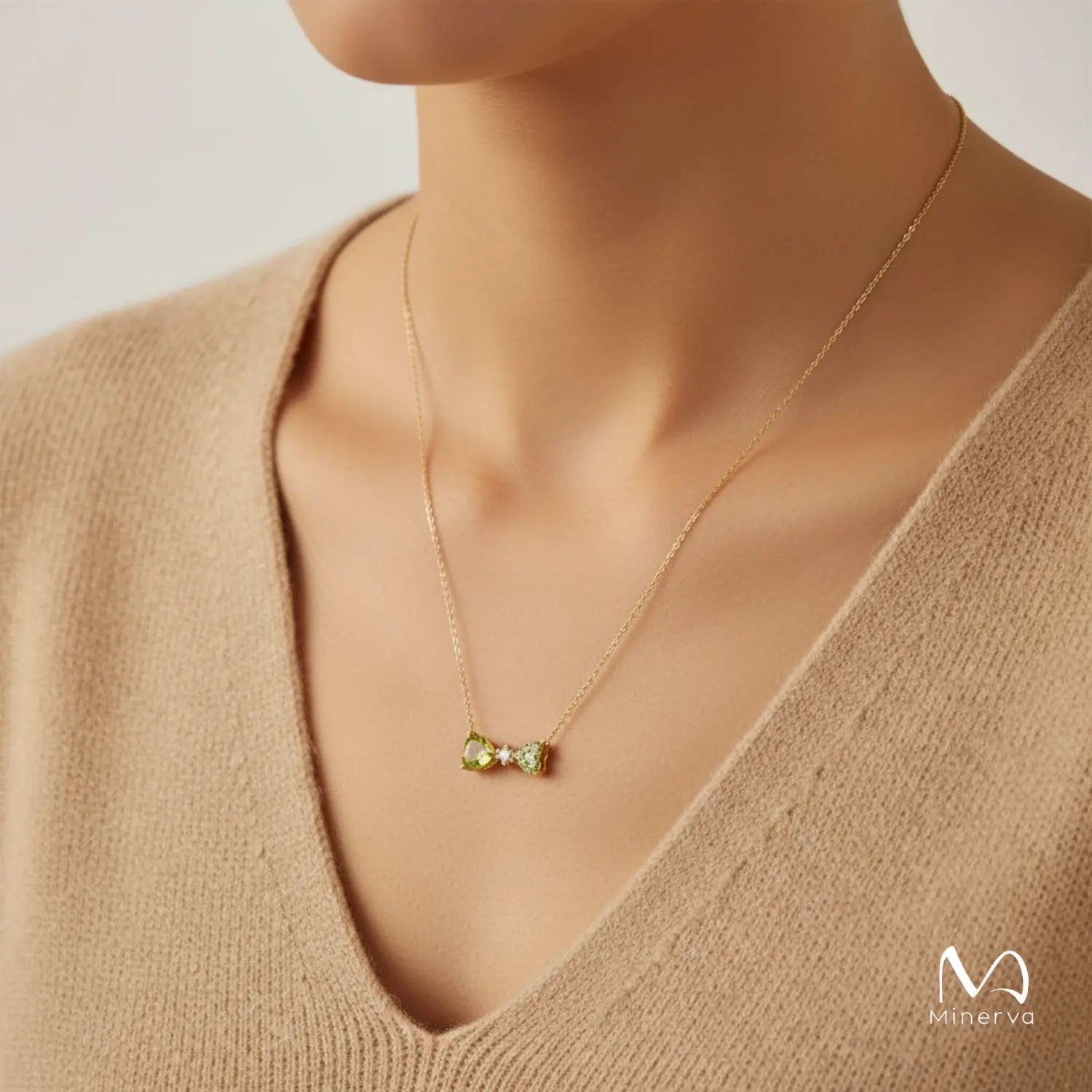 Peridot Heart Necklace in 14k Solid Gold – Love & Luck