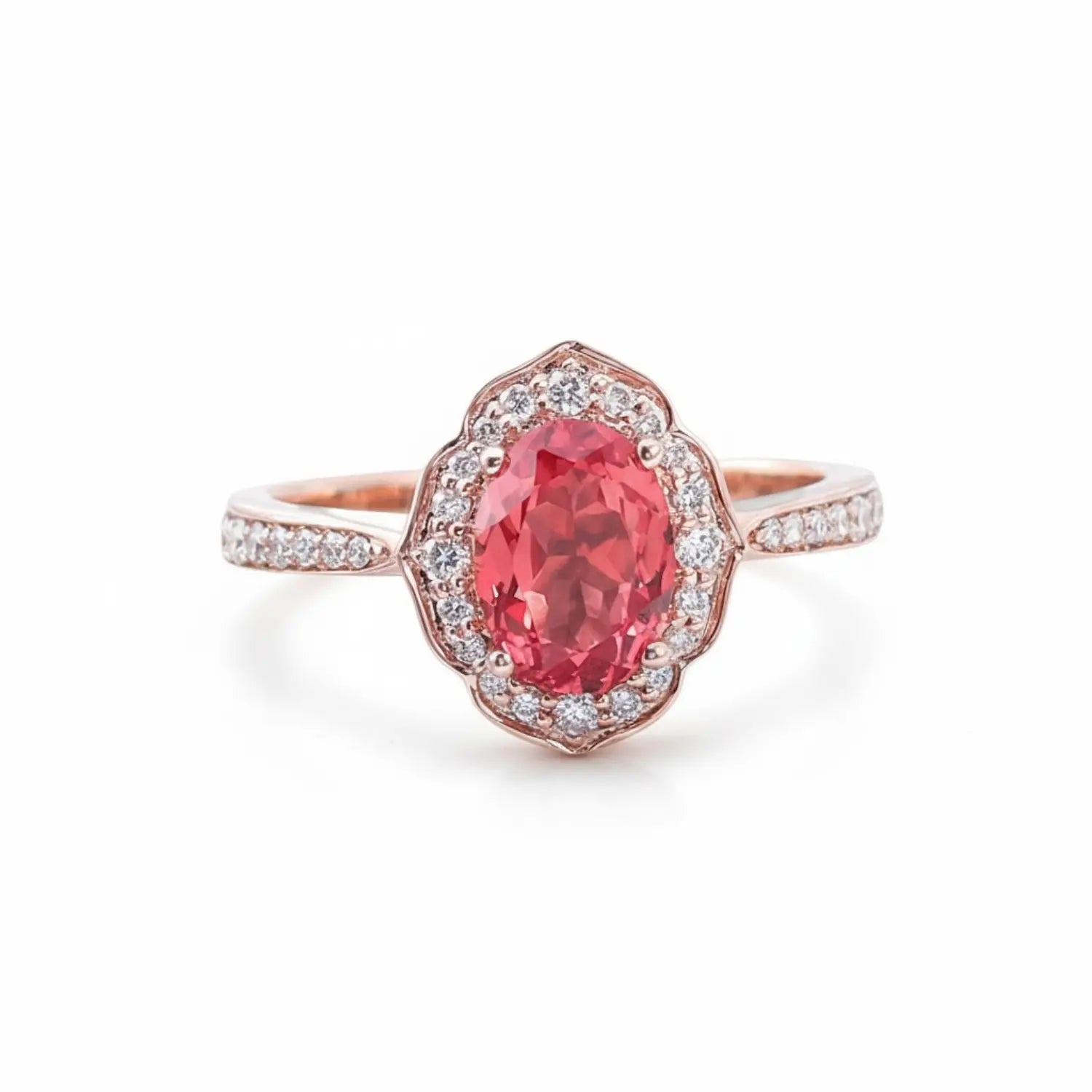 Halo ruby diamond jewelry ring symbolising clarity, strength and luminous elegance.