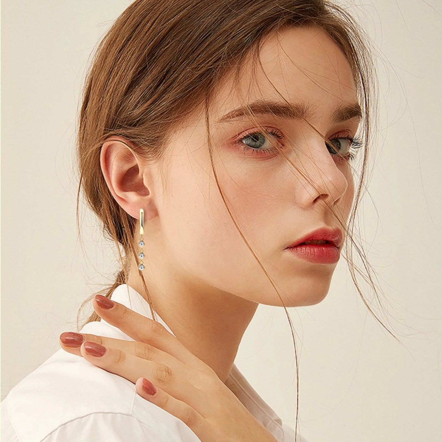 Triple Diamond Hoop Earrings