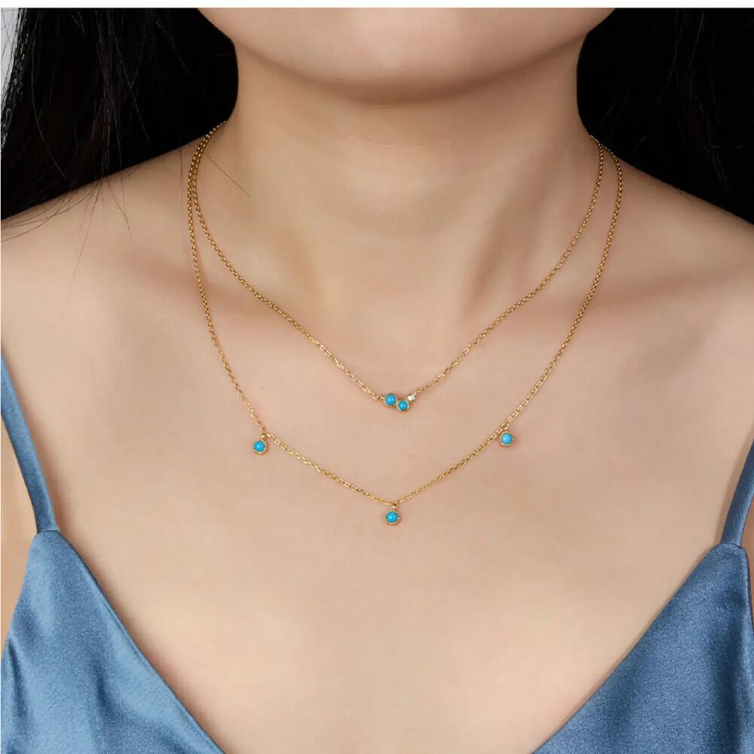 Gold Necklace Turquoise