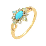 Turquoise jewelry wedding ring crafted in gold symbolising harmony, protection and everlasting love.