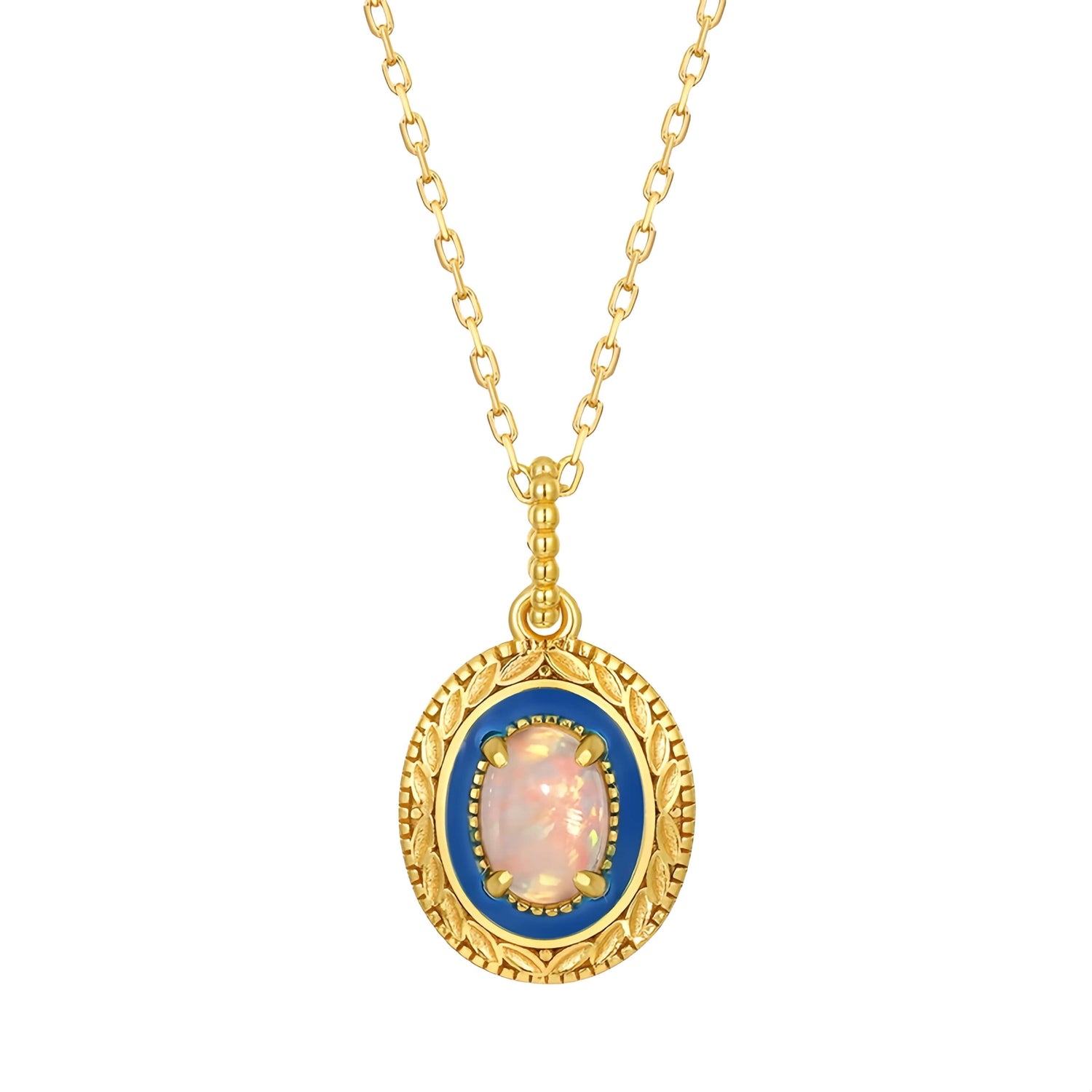 Vintage gold opal jewelry necklace symbolising beauty, compassion and authenticity.