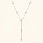 Moissanite Y Necklace with Station Setting