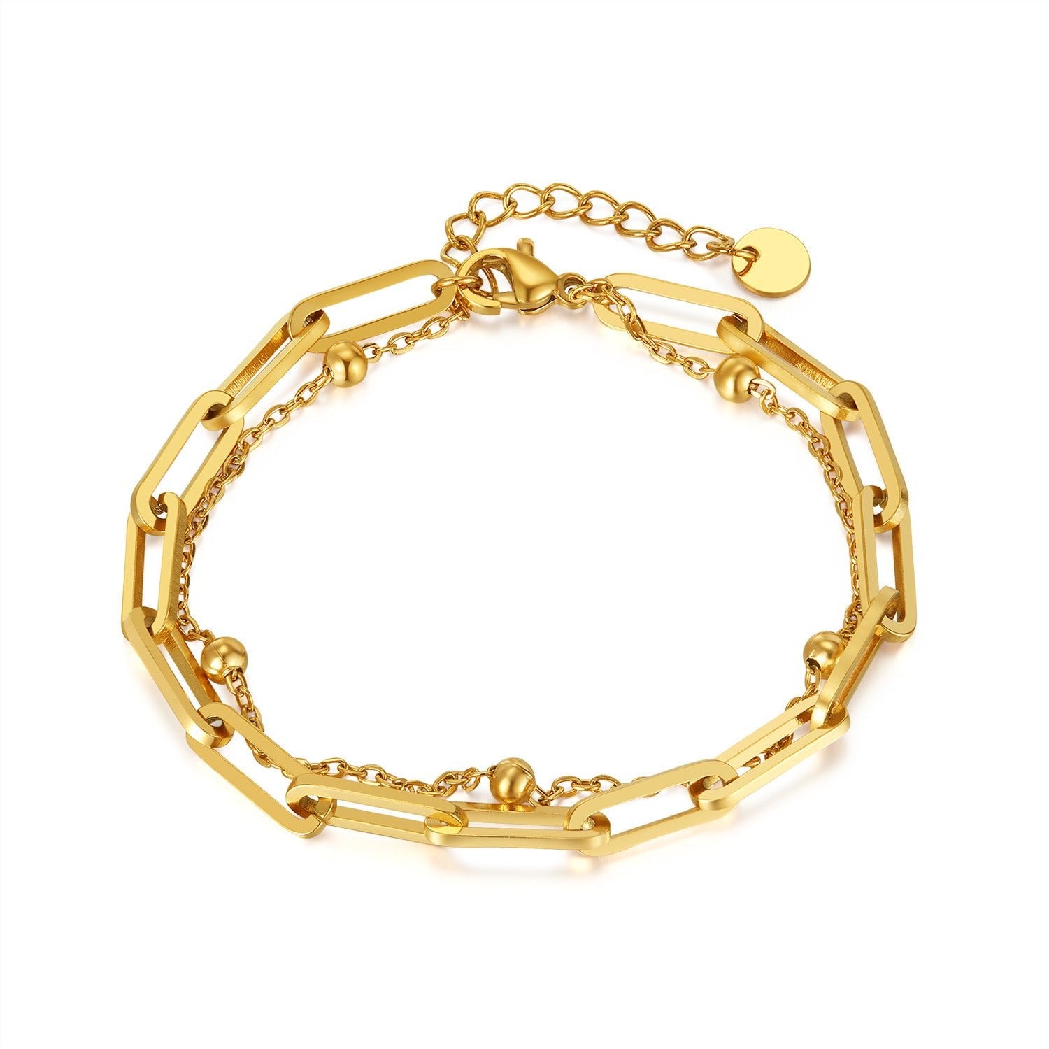 Paperclip Double-Layered Chain Bracelet – Minerva Jewelry
