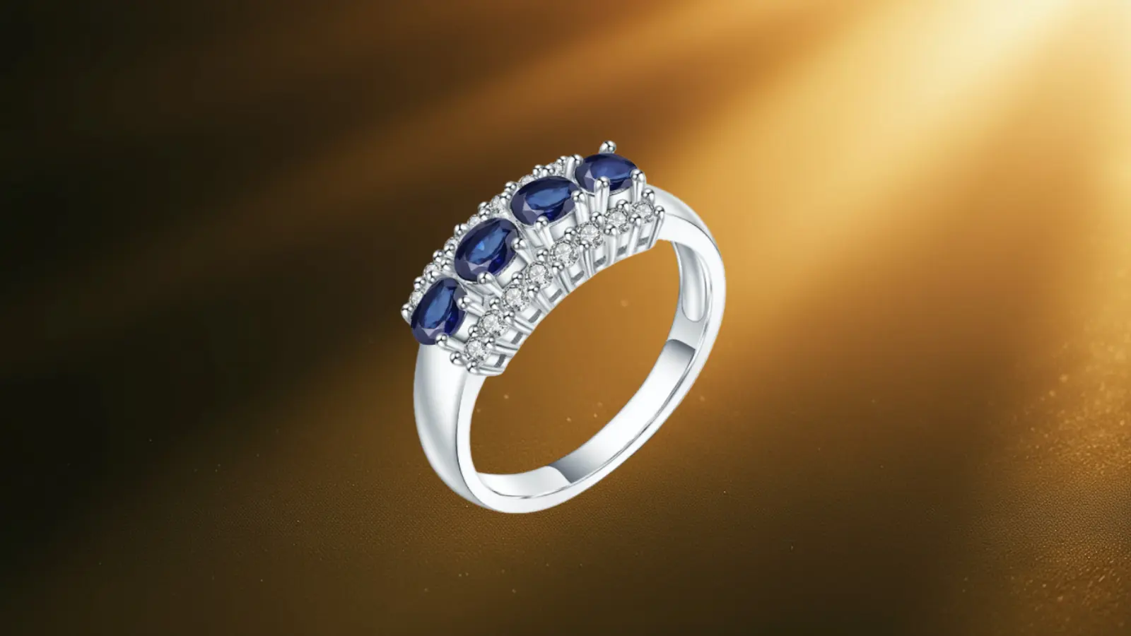 Sapphire Jewelry glowing under soft light, symbolising clarity and devotion.