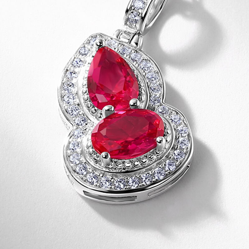 Double Ruby Gourd Pendant Necklace - Minerva Jewelry