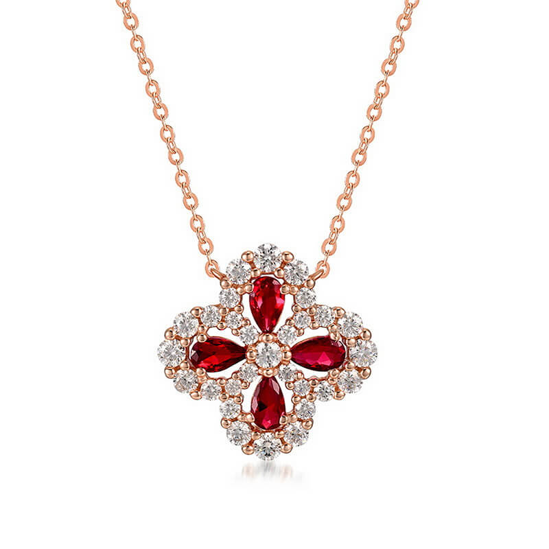 Four Leaf Clover Red Treasure Series - Necklace - Minerva Jewelry