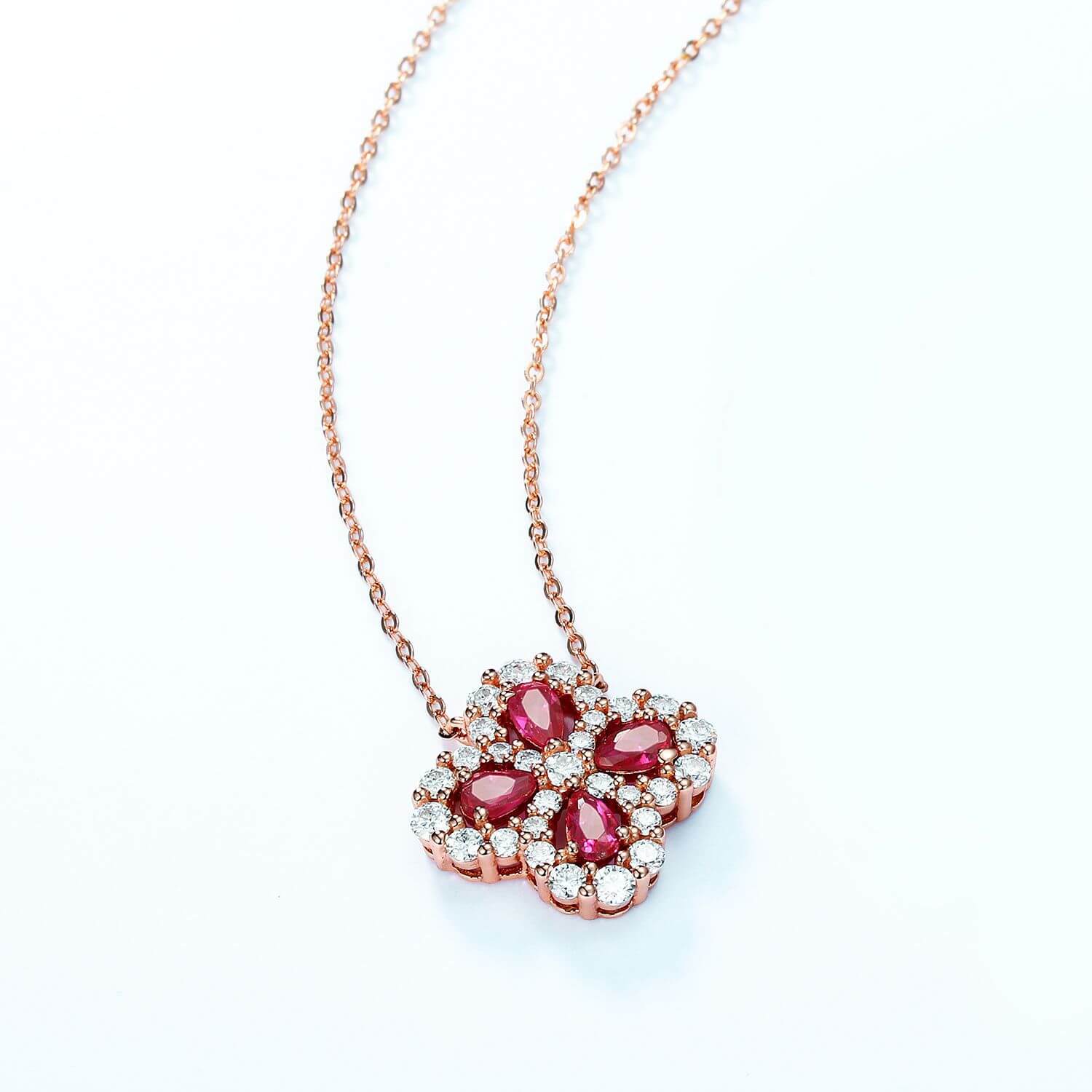 Four Leaf Clover Red Treasure Series - Necklace - Minerva Jewelry