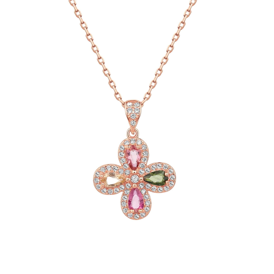Healing Tourmaline Four Leaf Clover Necklace - Minerva Jewelry