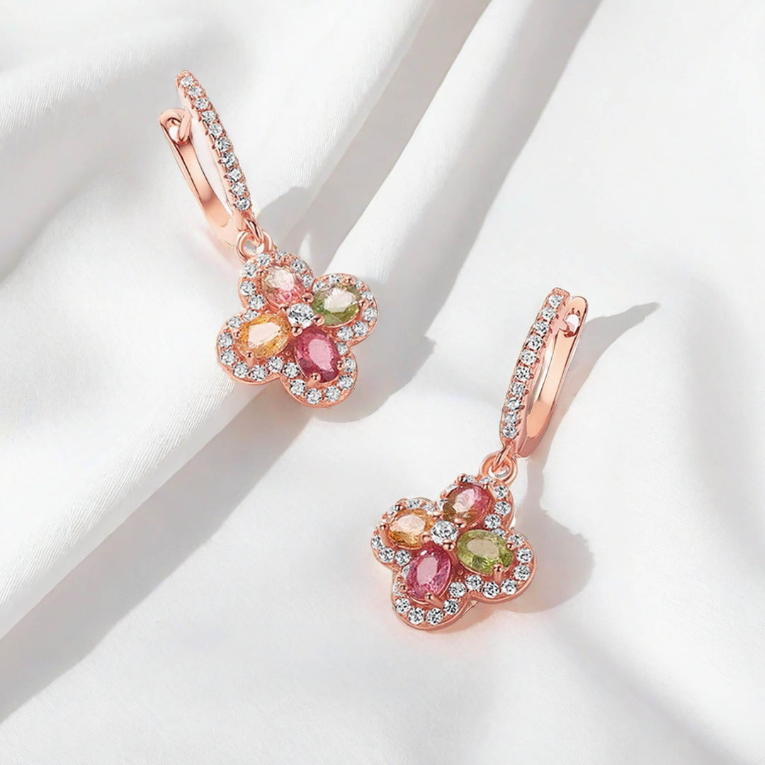 Tourmaline Four Leaf Clover Earring - Minerva Jewelry