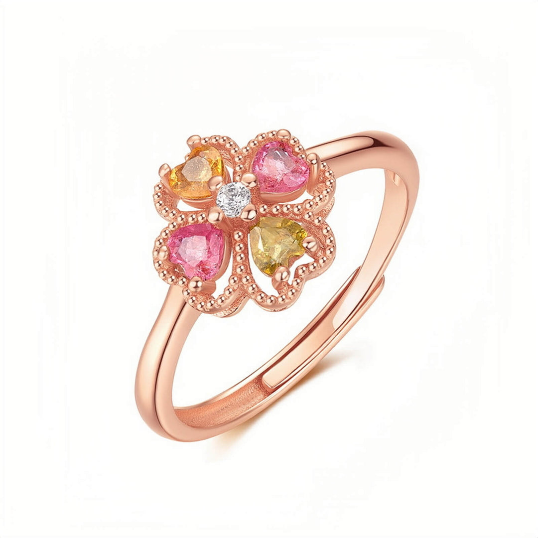 Lucky Clover Rings Tourmaline Rings Open Ring- Minerva Jewelry