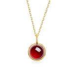 Birthstione Garnet Petite Round Necklace - January - Minerva Jewelry