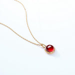 Birthstione Garnet Petite Round Necklace - January - Minerva Jewelry