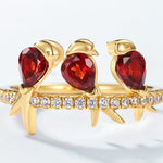 Garnet Ring - Three Little Birds - Minerva Jewelry