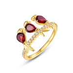 Garnet Ring - Three Little Birds - Minerva Jewelry