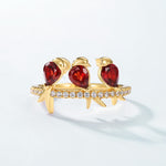 Garnet Ring - Three Little Birds - Minerva Jewelry