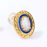 Gold Vintage Style Opal Stud Earrings - Minerva Jewelry