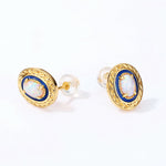 Gold Vintage Style Opal Stud Earrings - Minerva Jewelry