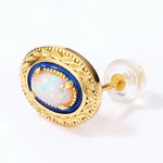 Gold Vintage Style Opal Stud Earrings - Minerva Jewelry