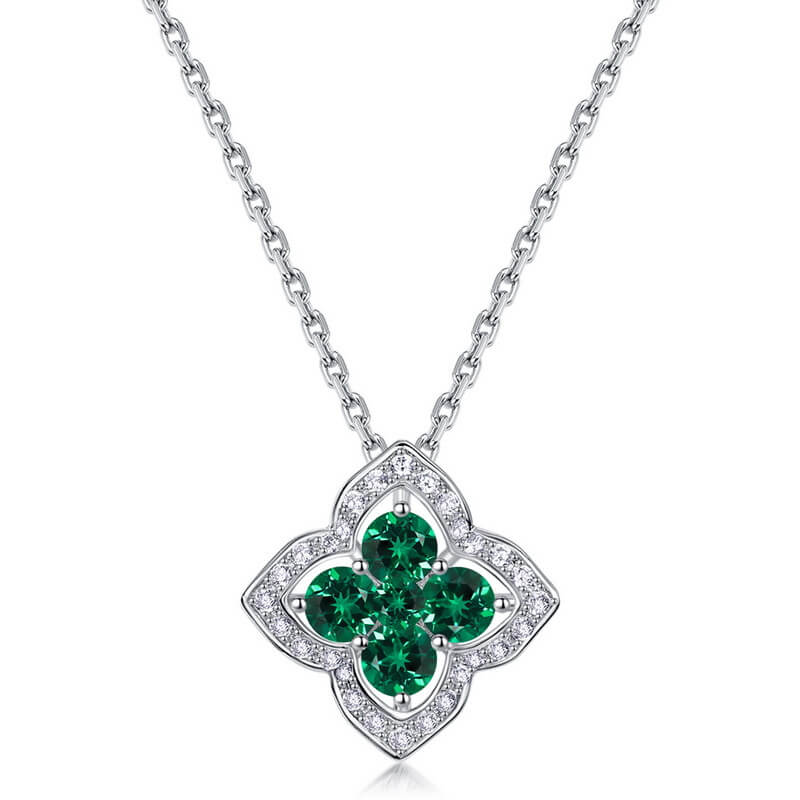 Minerva Four Leaf Clover Emerald Pendant Necklace - Minerva Jewelry