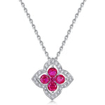 Minerva Four Leaf Clover Ruby Pendant Necklace - Minerva Jewelry