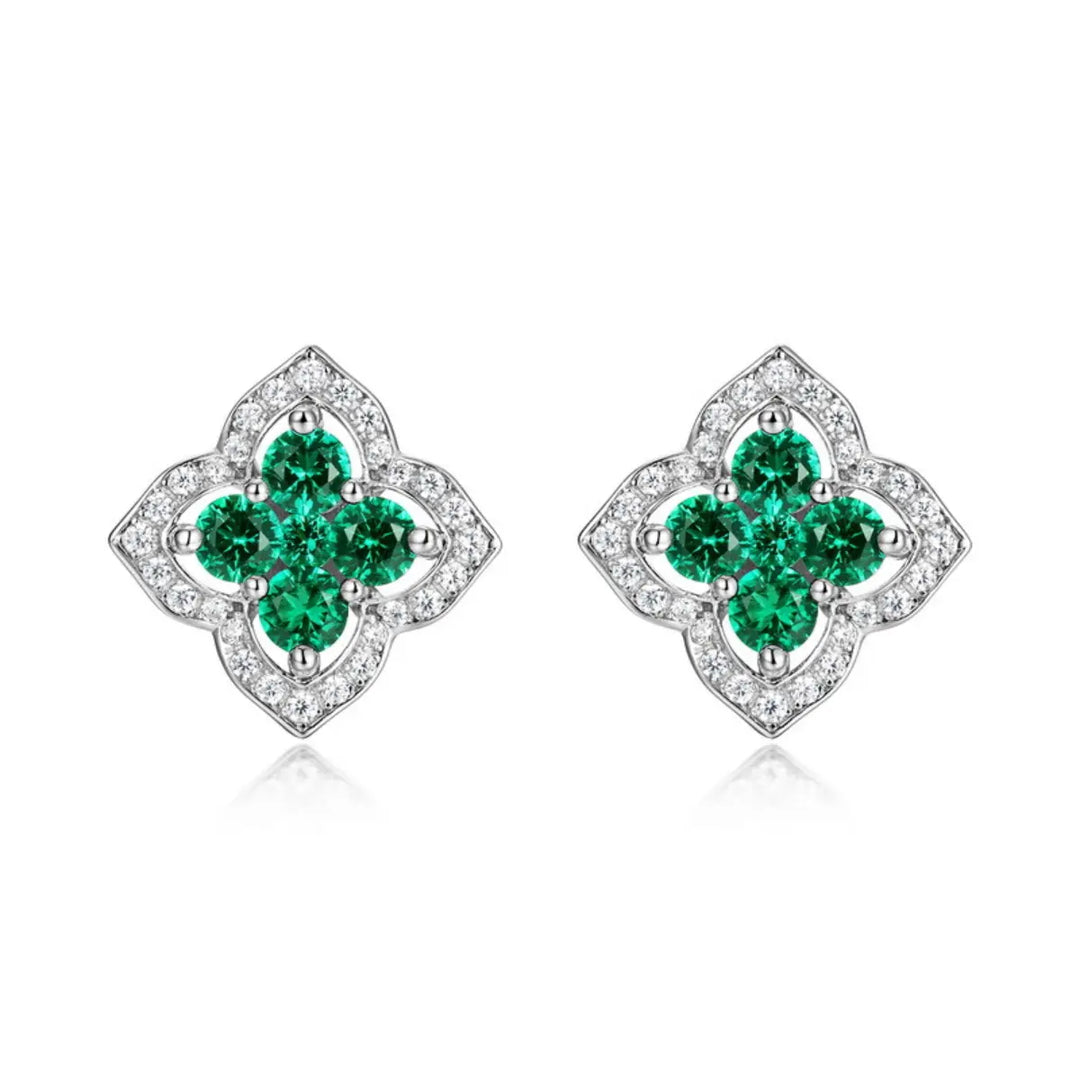 Emerald Earrings UK - Four Leaf Clover