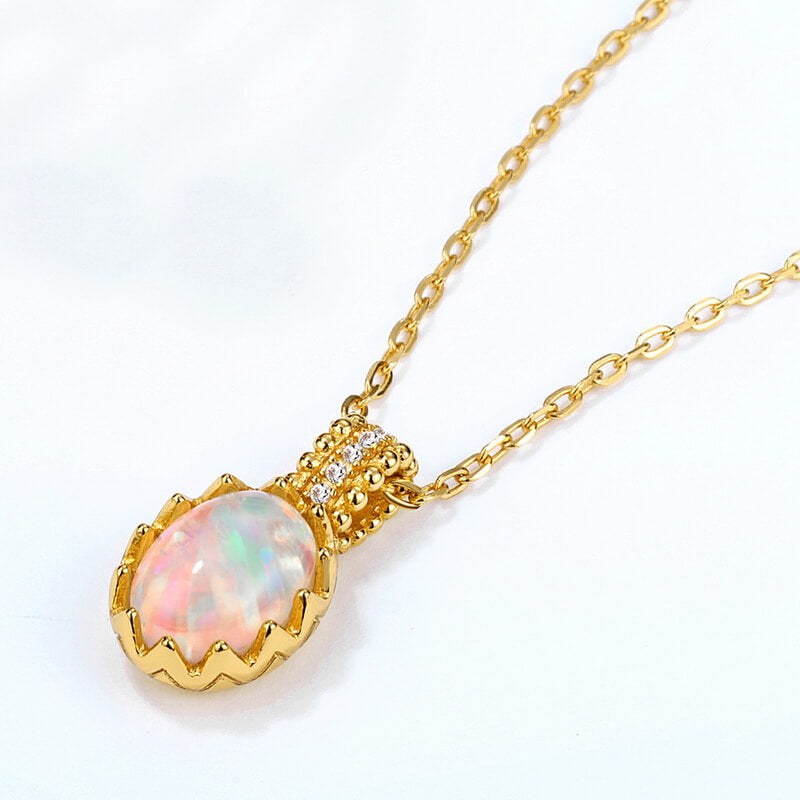 Opal Pendant Necklace with Unique Color Play - Minerva Jewelry