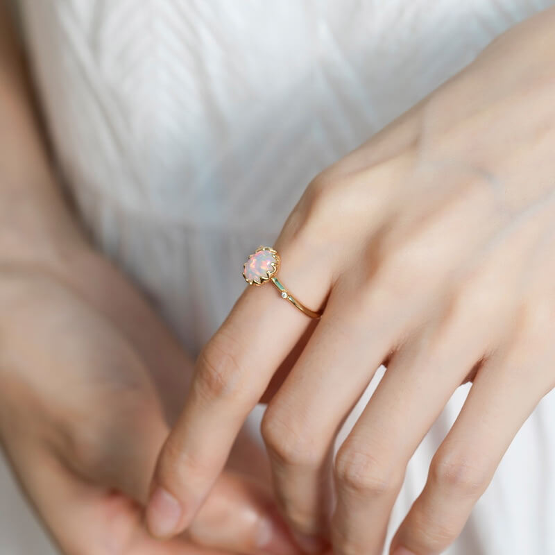 Opal Ring with Unique Color Play - Minerva Jewelry