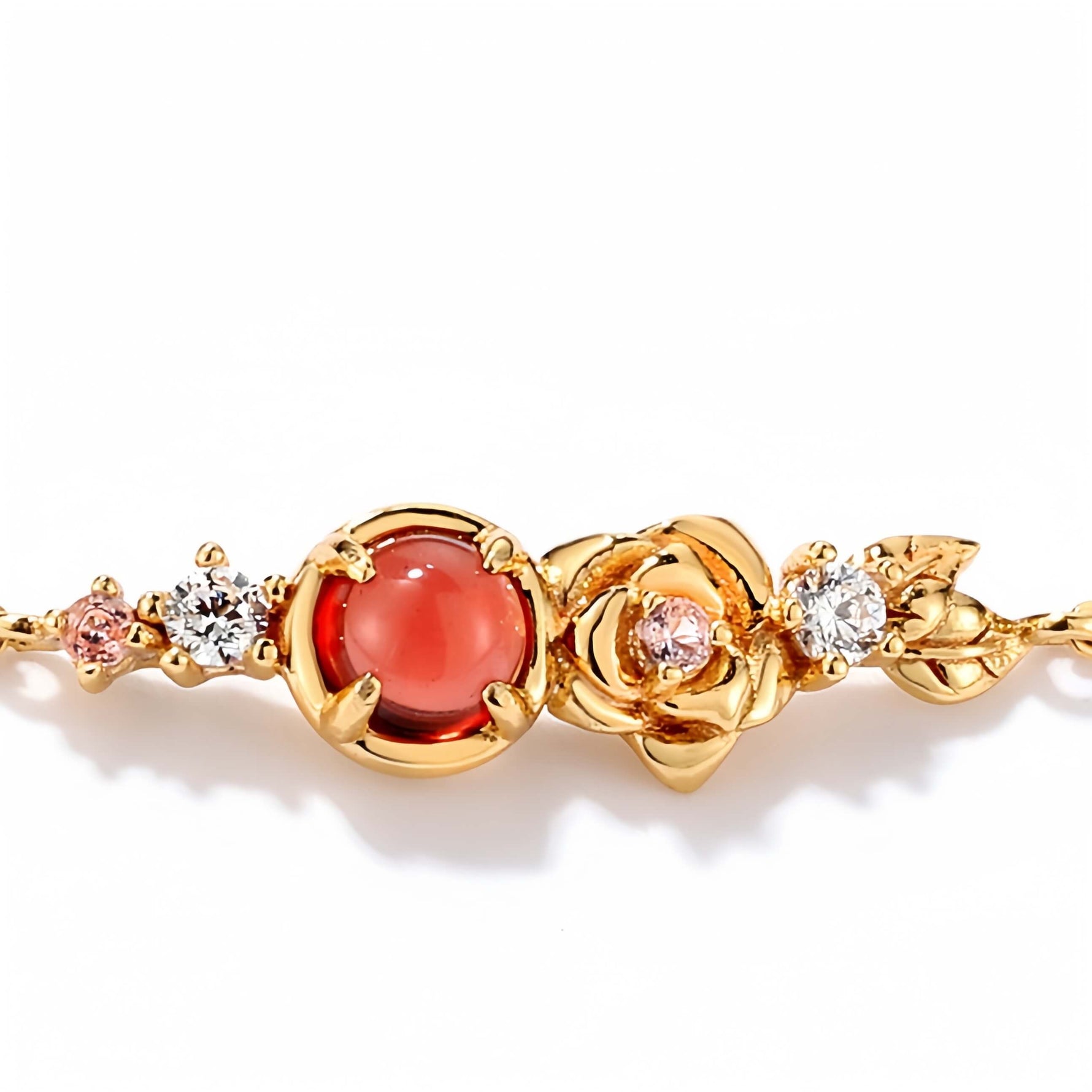 Ruby Garnet Round Fragrant Rose Bracelet - Minerva Jewelry