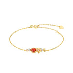 Ruby Garnet Round Fragrant Rose Bracelet - Minerva Jewelry