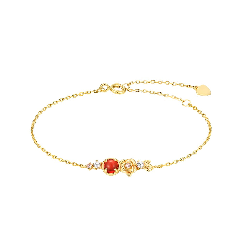 Ruby Garnet Round Fragrant Rose Bracelet - Minerva Jewelry