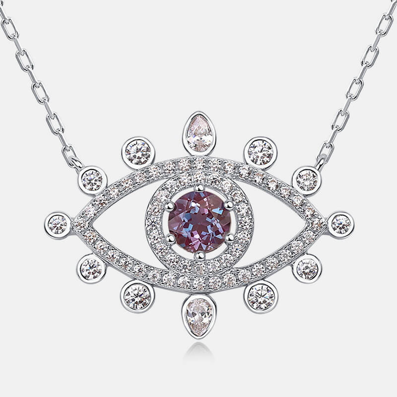 Silver Alexandrite Evil Eye Pandent Necklace - Minerva Jewelry