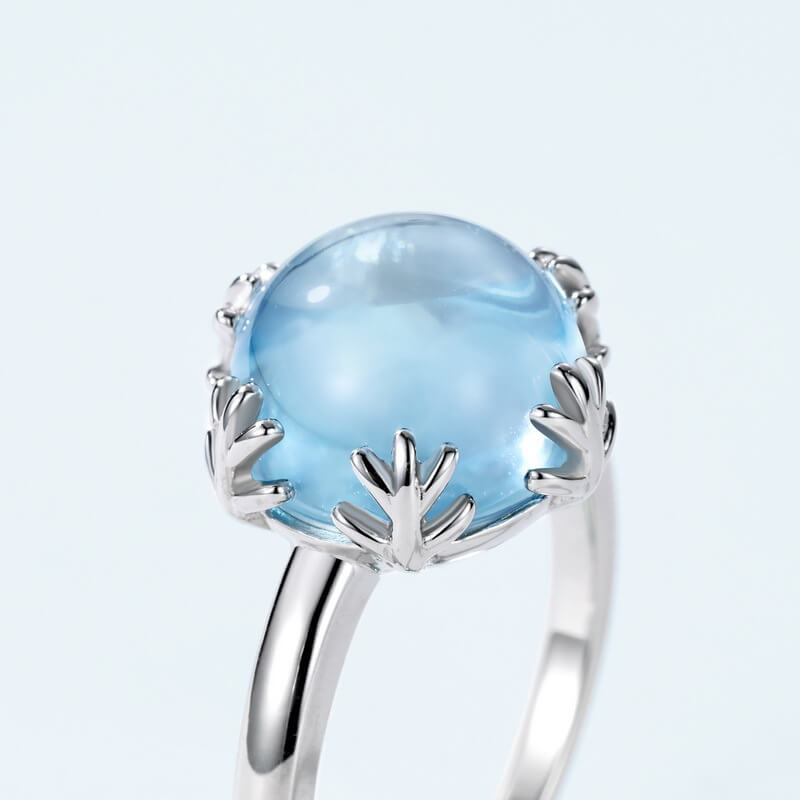 Sky Blue Topaz Silver Ring - Enhance Emotional Stability - Minerva Jewelry