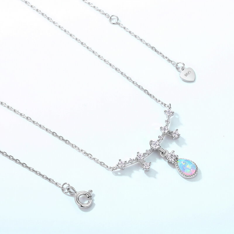 Star Design Silver Opal Necklace - Minerva Jewelry