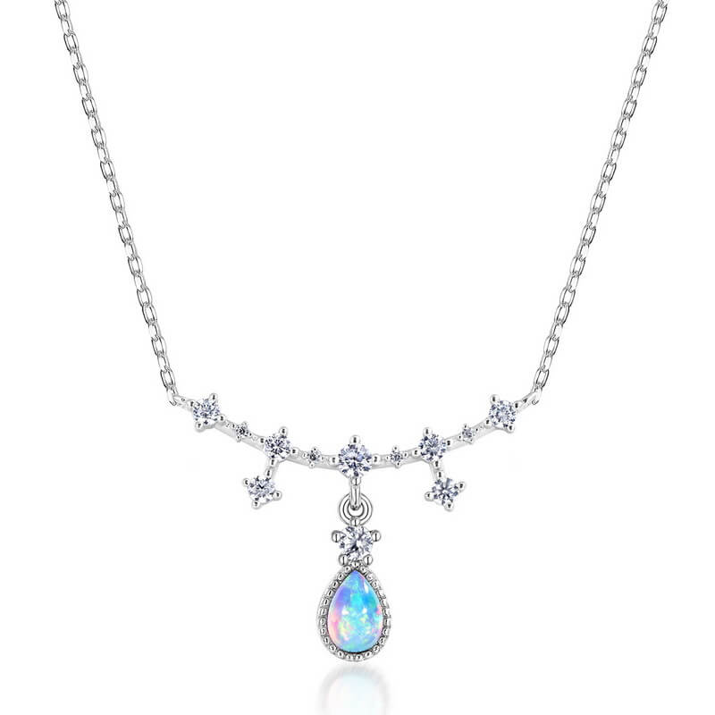 Star Design Silver Opal Necklace - Minerva Jewelry