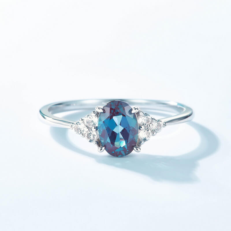 Unique Color Alexandrite Ring - S925 Sterling Silver - Minerva Jewelry