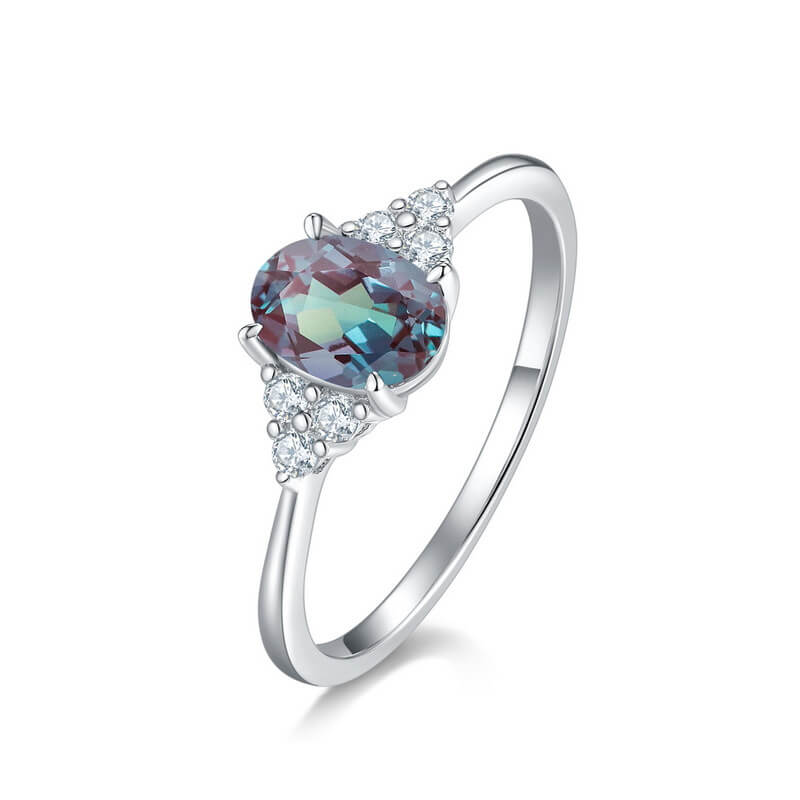 Unique Color Alexandrite Ring - S925 Sterling Silver - Minerva Jewelry