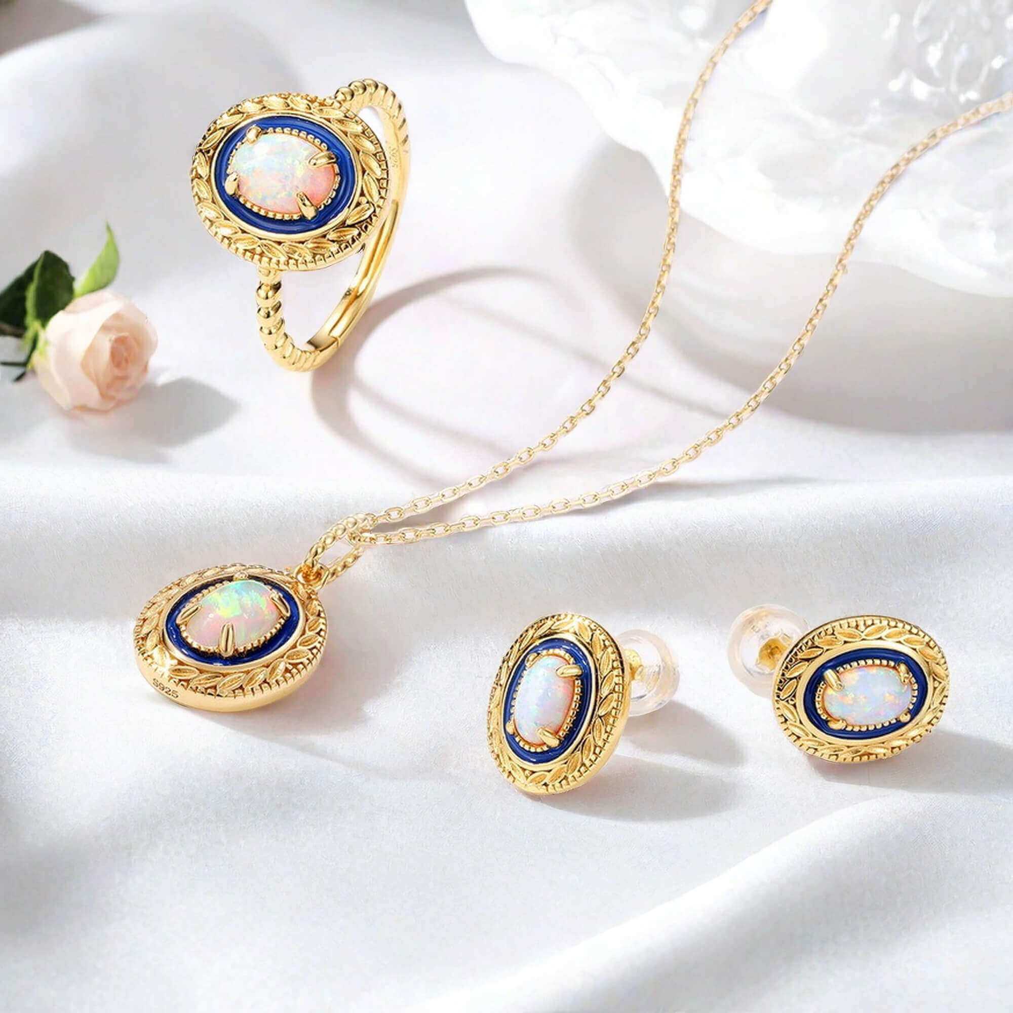 Vintage Gold Opal Necklace - Minerva Jewelry