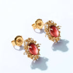 Vintage Ruby Garnet Studs - Gift Set - Minerva Jewelry