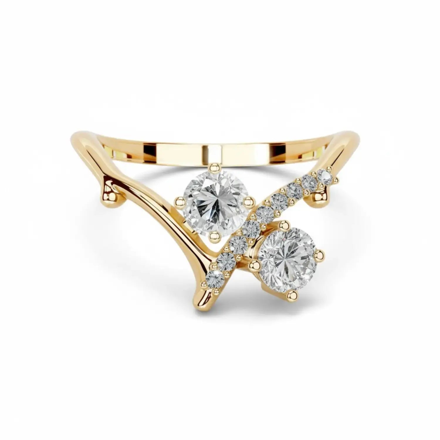 Moissanite Ring with Artistic Band Design