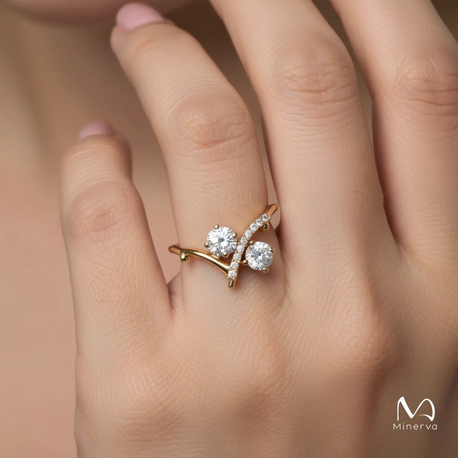Moissanite Ring with Artistic Band Design