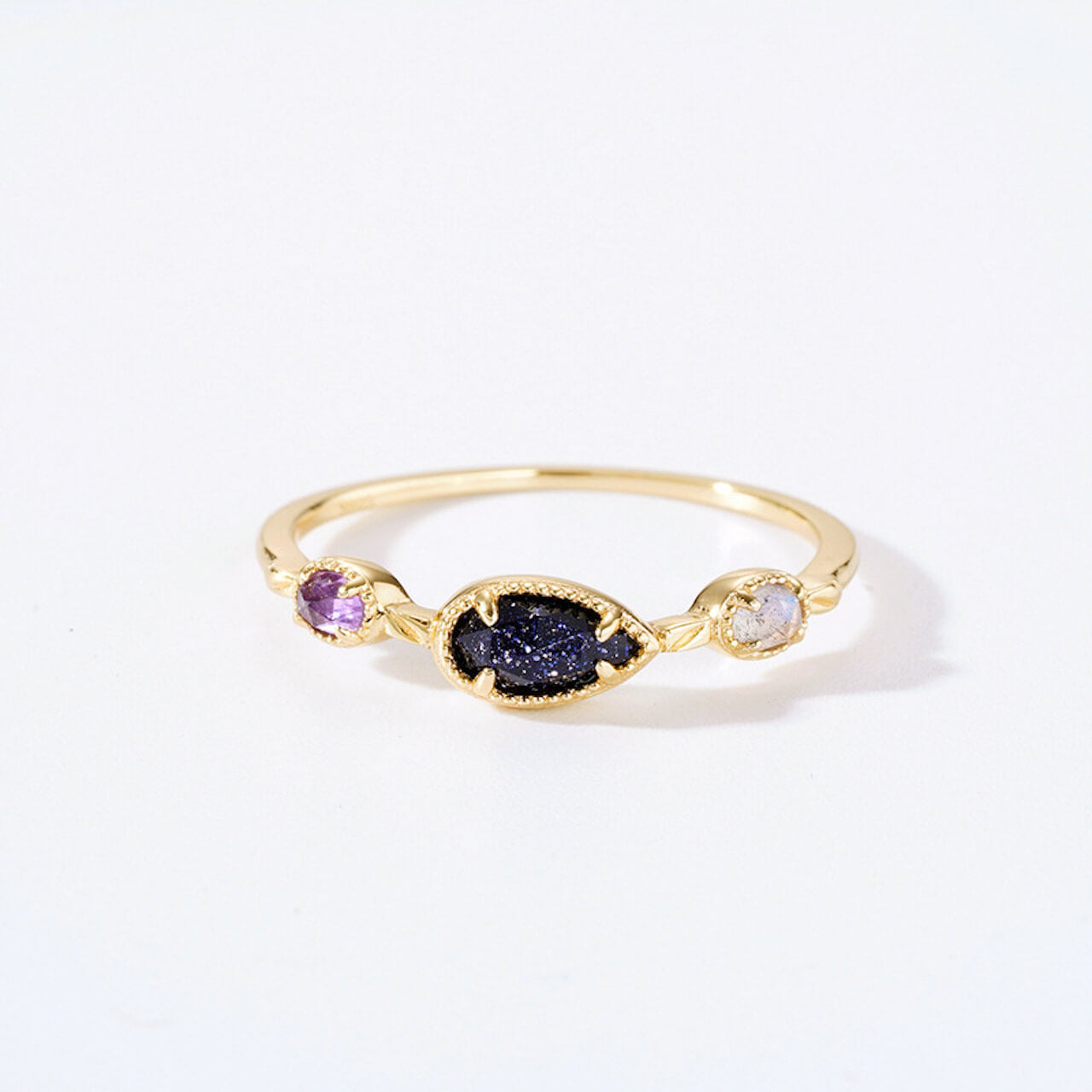 Blue Goldstone Ring - Minerva Jewelry