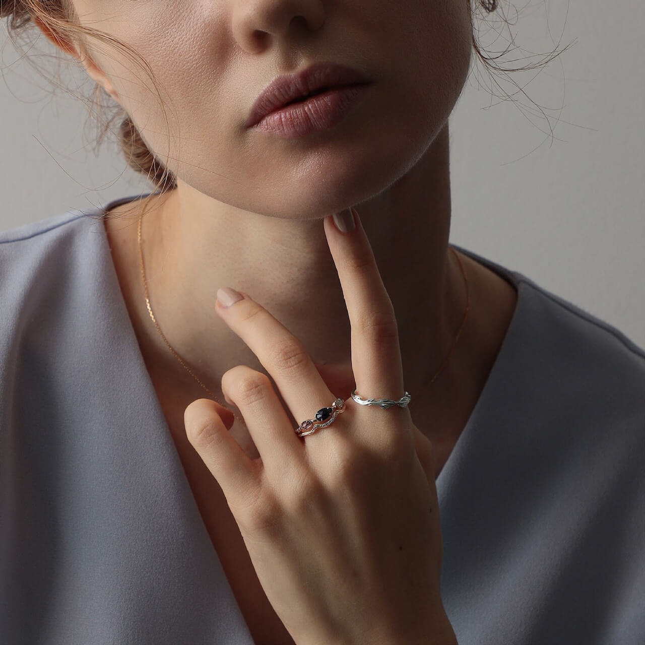 Blue Goldstone Ring - Minerva Jewelry