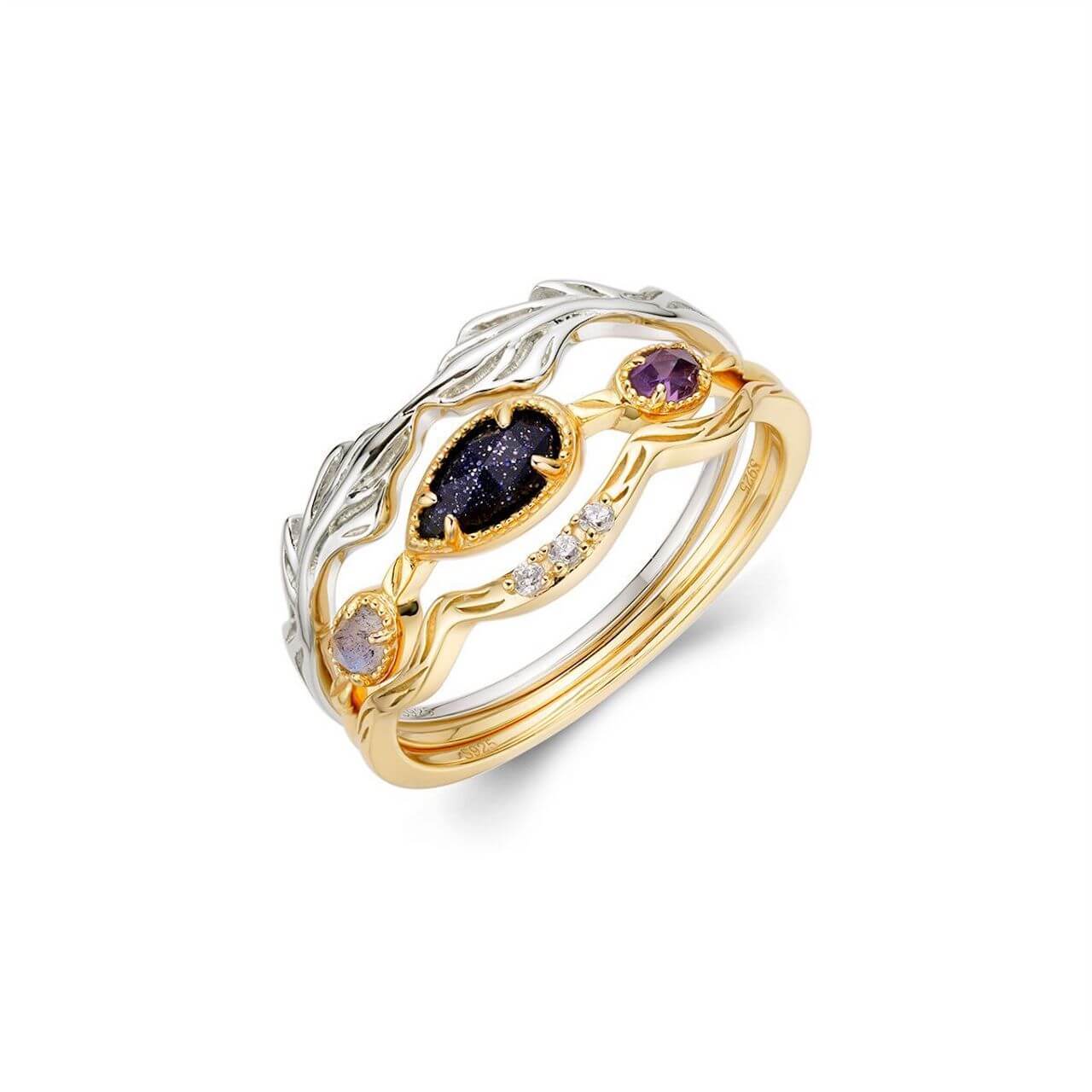 Blue Goldstone Ring - Minerva Jewelry