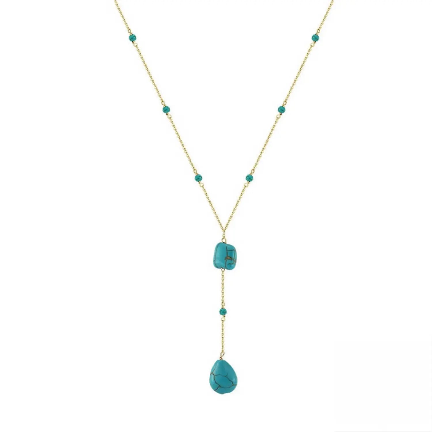 Turquoise jewelry pendant with delicate beads symbolising calm energy and prosperity.