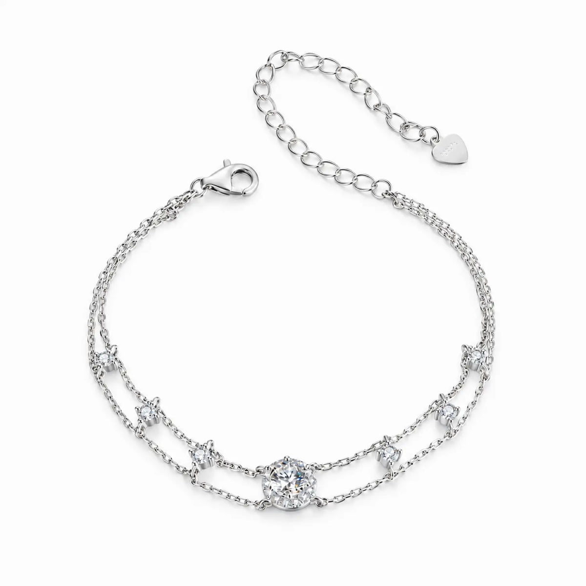 Double-Layered Moissanite Chain Bracelet
