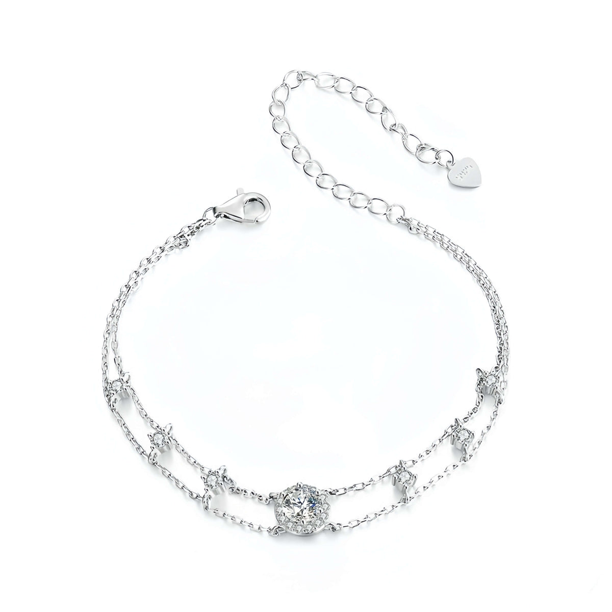 Double-Layered Moissanite Chain Bracelet - Minerva Jewelry